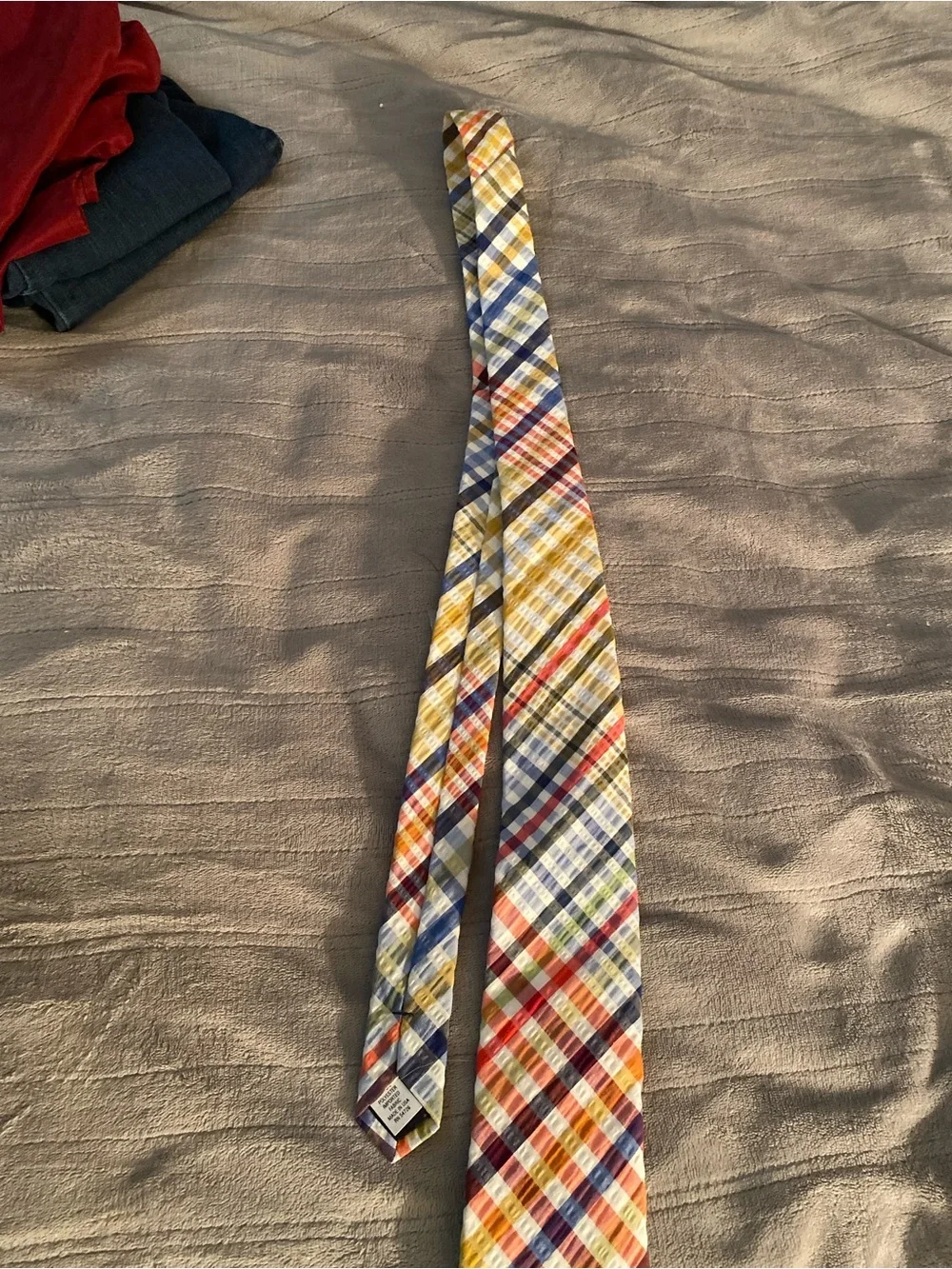 Men's Yellow Multi-Color Plaid Tie - Classic Pattern
